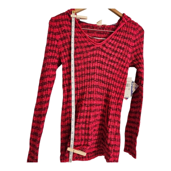 ROXY V-neck Hooded Sweater Hot Pink Size M 2010s Retro Vibe - Picture 4 of 7